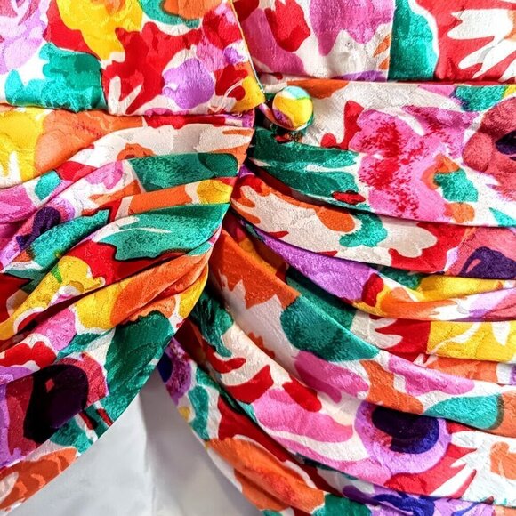 Vintage Richard Warren Floral Silk Jacquard Pleated Peplum Jacket - Picture 3 of 4